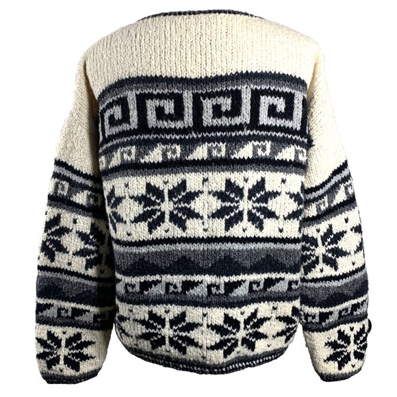 Peruvian Trading Co Alpaca Cardigan Sweater Size L (est) Made In Peru Chunky Kn - Picture 3 of 7